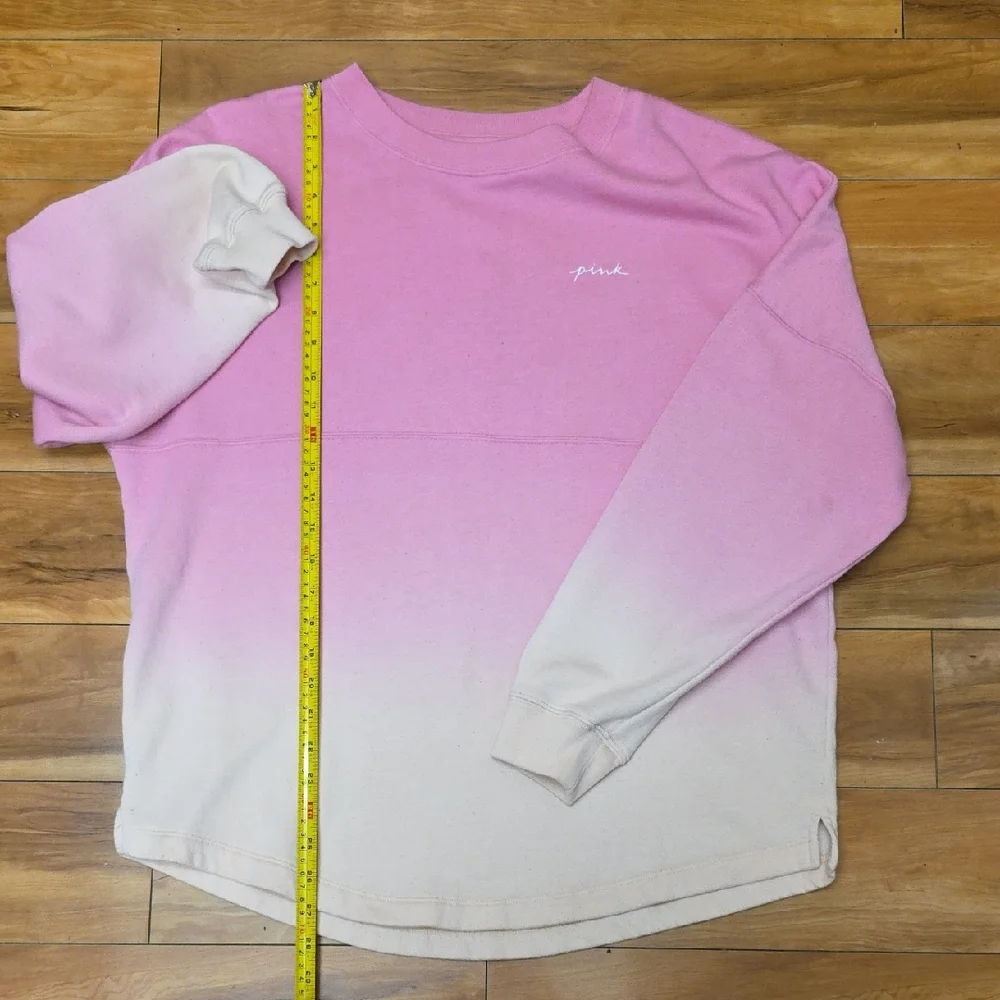 Victoria's Secret Pink Ombre Dip Dye Varsity Pullover Fleece Bubblegum Peach M